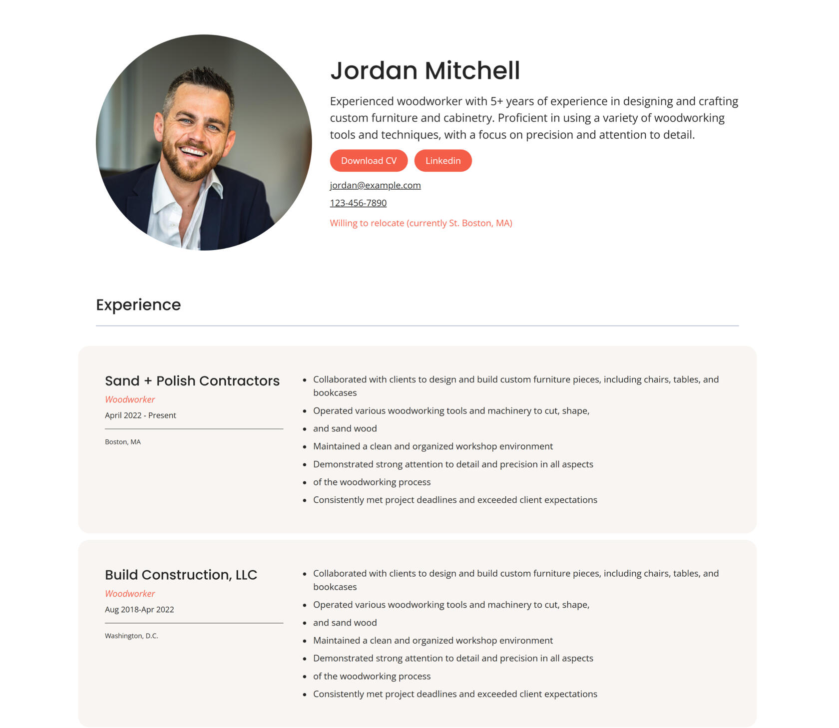 resume/cv carrd template